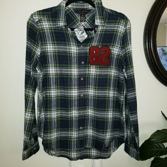 Polly & Esther Cotton Flannel Button-Down Top - Picture 2 of 7